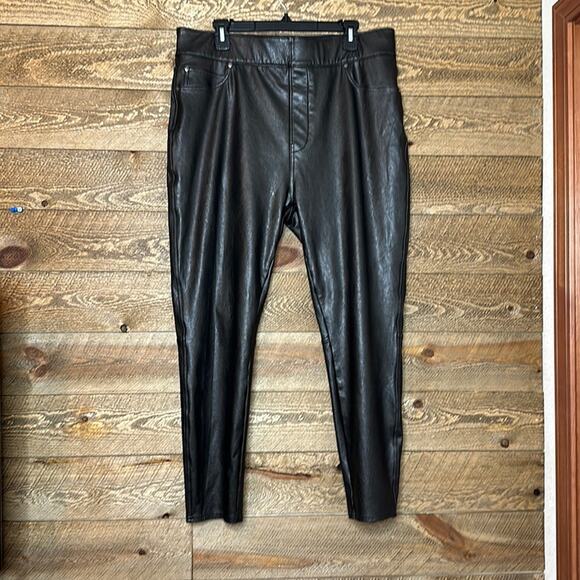 Spanx Leather Like Ankle Skinny Pants Black Stretch with tummy control Size 1X - Picture 4 of 9